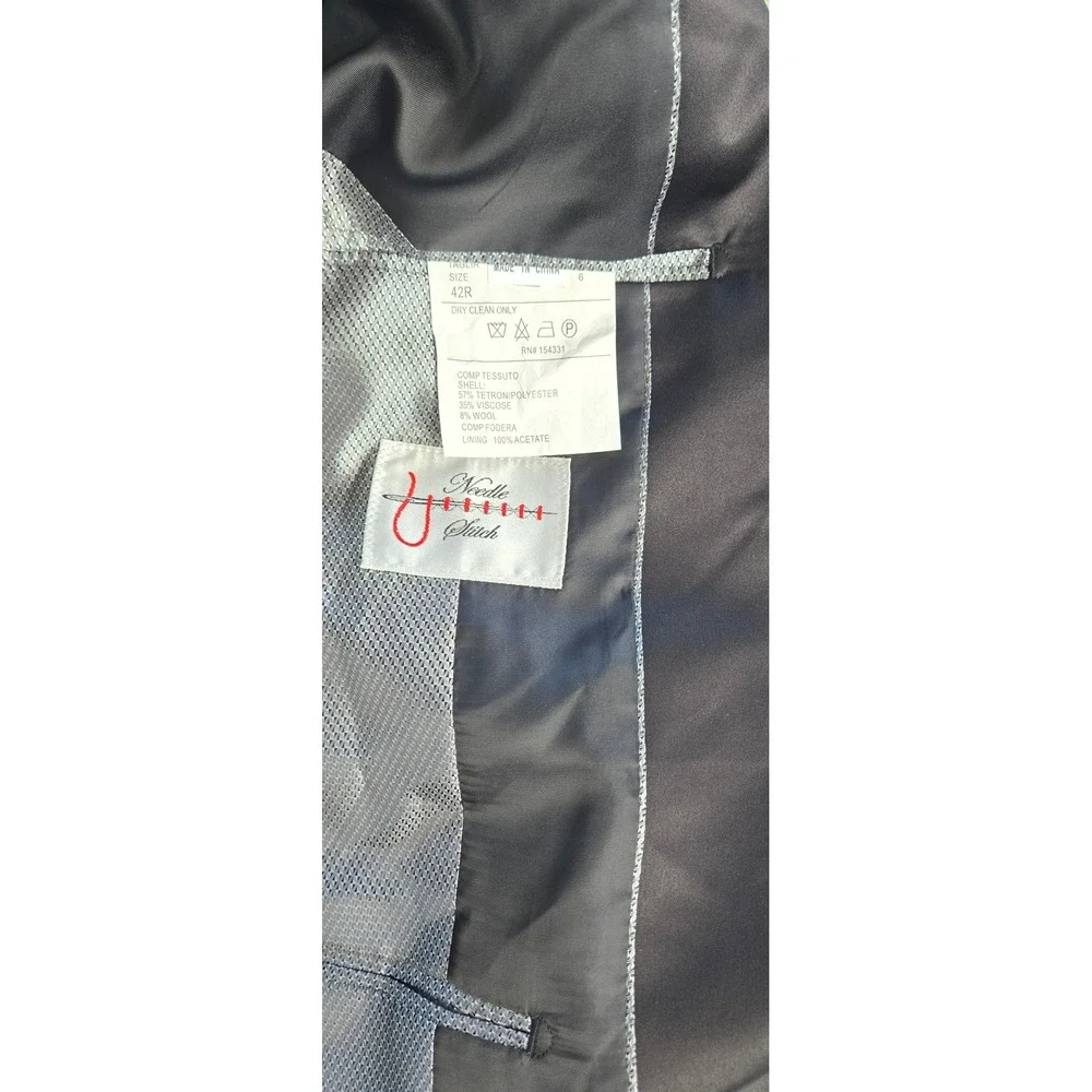 Needle & Stitch Mens Black Tuxedo Suit Set‎ 42R Jacket 36R Pants Wool Blend NWT